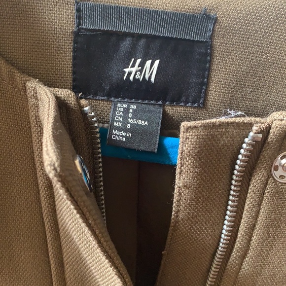 H and M Olive Green and Leather Sleeve Jacket - Picture 5 of 5
